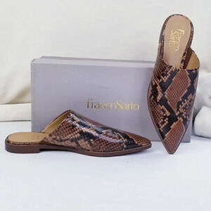 Franco Sarto Rayna Cognac Snakeskin Embossed Mule